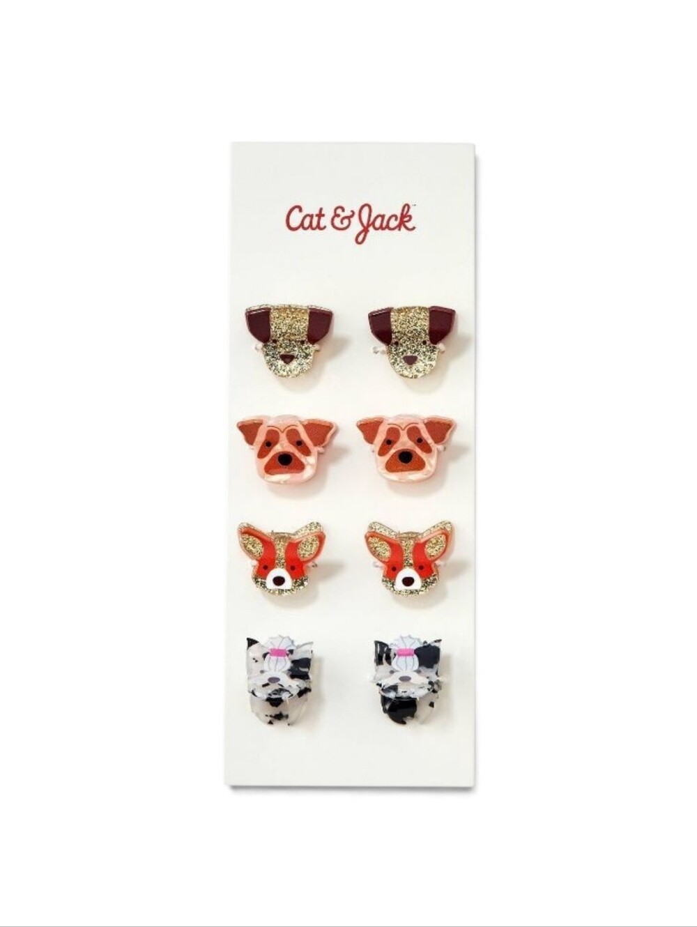 Cat & Jack Dog Hair Clips Set - Brown, Pink, Black